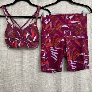 All in Motion Two Piece Activewear Set Sports Bra and 7” Biker Shorts Small